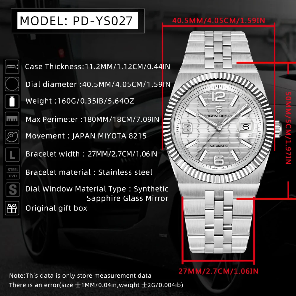 2025 PAGANI DESIGN top brand fashion mechanical men's automatic watch high-quality sapphire mirror MIYOTA 8215 men's watch 10bar