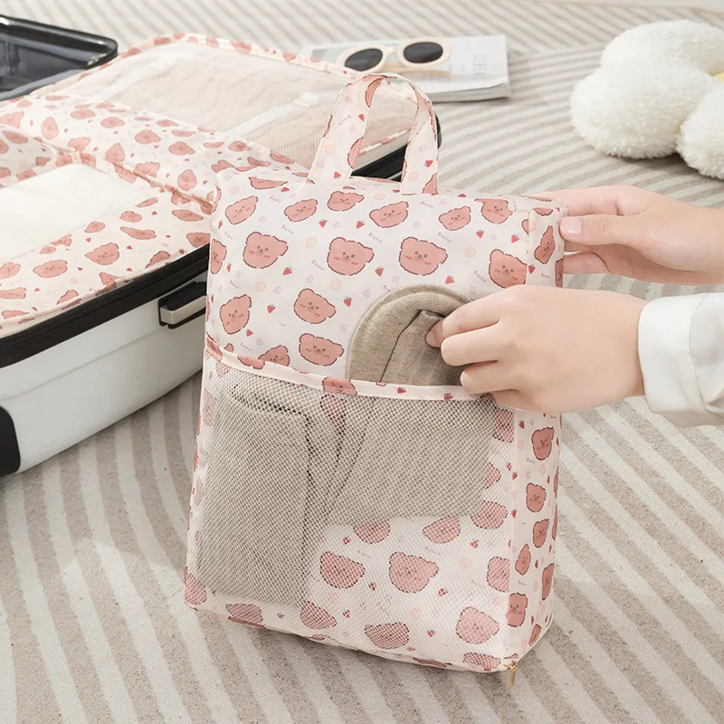 7/8pcs Cartoon Digital Printed Travel Storage Bag, Toiletries and Cosmetics Storage Bag, Luggage and Travel Storage Bag