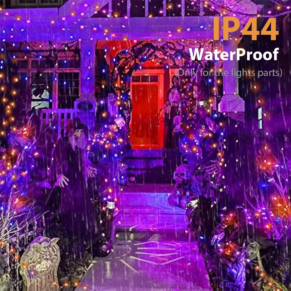 30M/60M Purple & Orange Halloween Lights Decorations 300/600 LED Halloween String Lights Plug Operated for Home Indoor Halloween