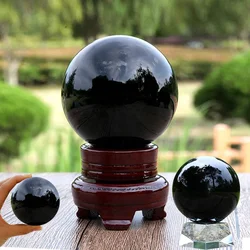 Natural Black Obsidian Sphere Large Crystal Ball Healing Stone Gemstone 30/40/50mm obsidian crystal decorative glass Home Decor
