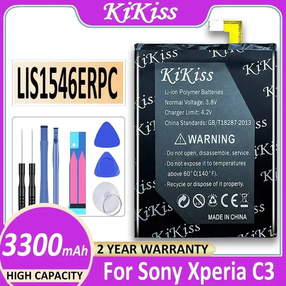 

Аккумулятор KiKiss C3 T3 LIS1546ERPC 3300 мАч, аккумулятор для Sony Xperia C3 T3 S55T S55U D2502 D2533 M50W D5103, аккумулятор с инструментами