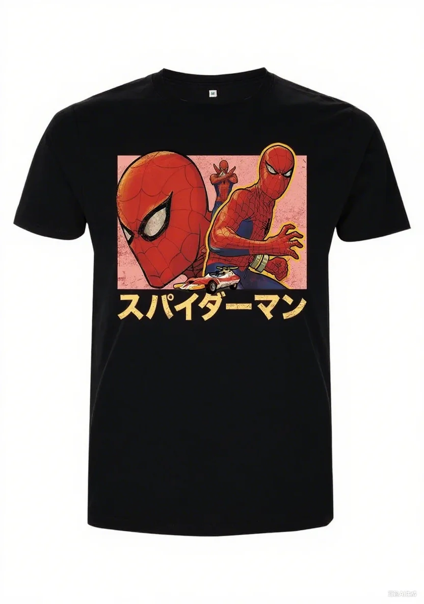 

Spider - Man Japanese Retro T - Shirt – Soft Fabric, Features The Vibrant Spidey Art with Classic Japanese Text Tee S-4XL
