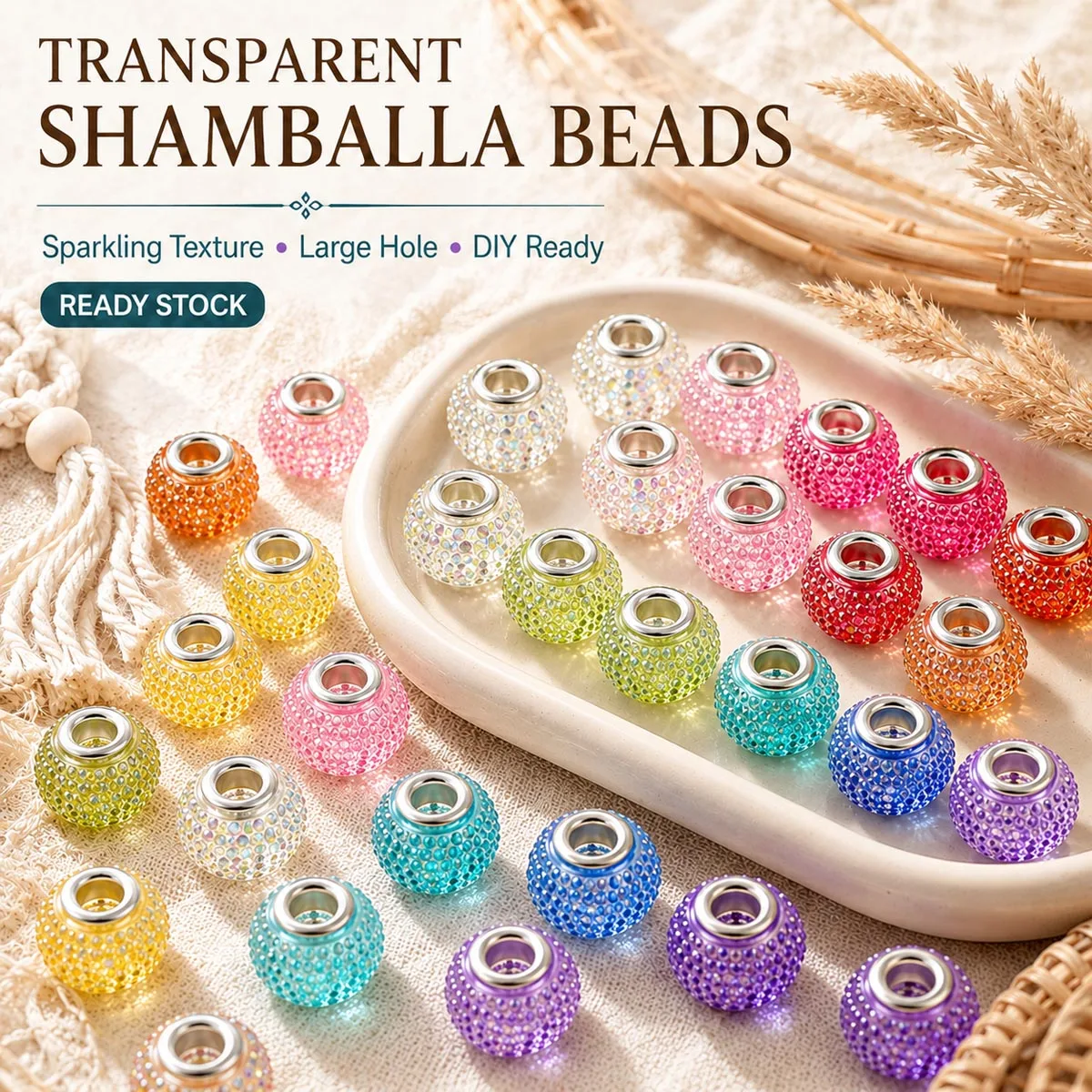 14mm Resin Bayberry-Shaped Large-Hole Beads Assorted Colors Handmade DIY Jewelry Making Loose Bead Bracelet Necklace Accessories