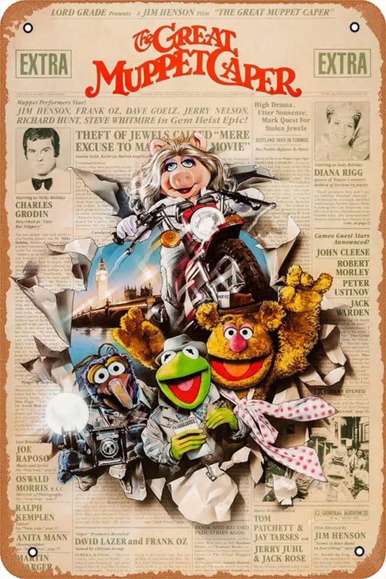 The Great Muppet Caper 1981, cartel de Metal Vintage de 12x8 pulgadas, póster de película