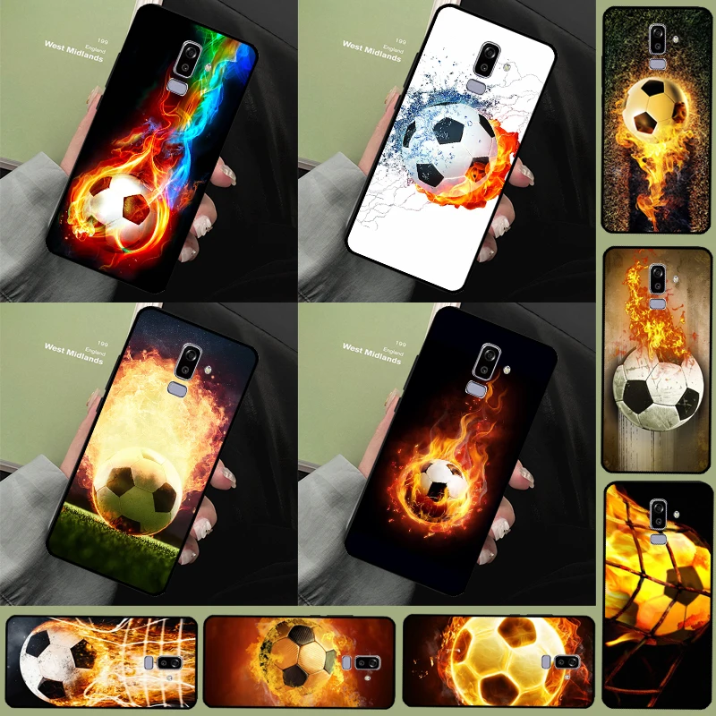 Fire Football Soccer Ball Case For Samsung Galaxy J7 J5 J3 2017 J1 A3 A5 2016 J4 J6 Plus J8 A7 A9 A6 A8 2018 Coque