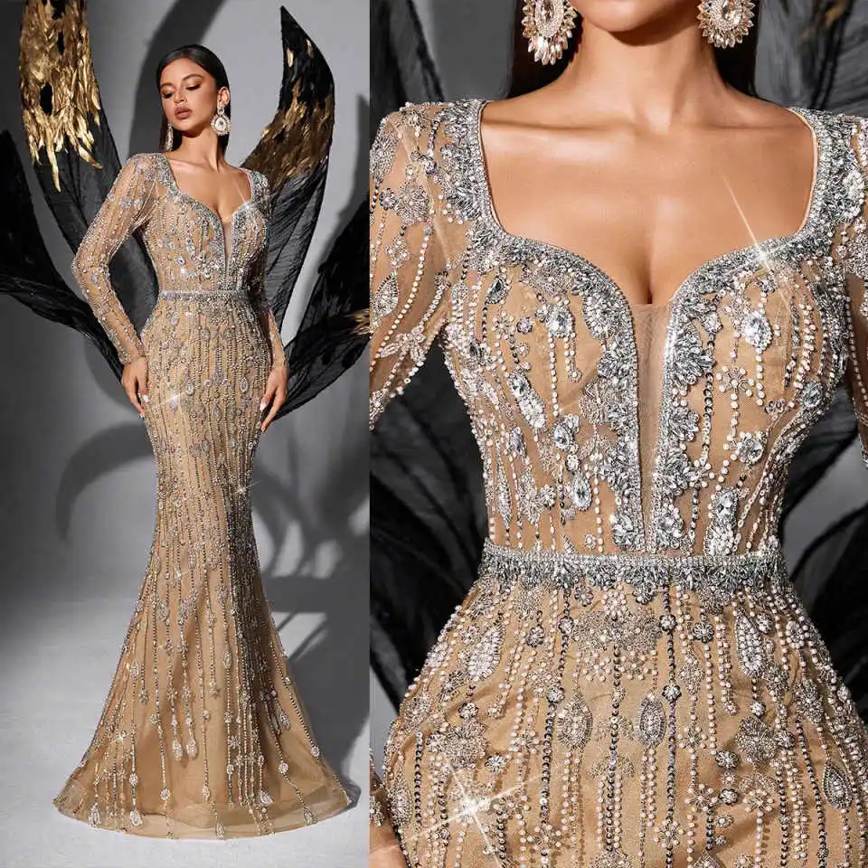 فستان سهرة رشيق مزين بالترتر والدانتيل بطول الأرض فستان حفلة موسيقية مقاس كبير مناسبة رسمية مقاس كبير فيستدو دي نويت مخصص