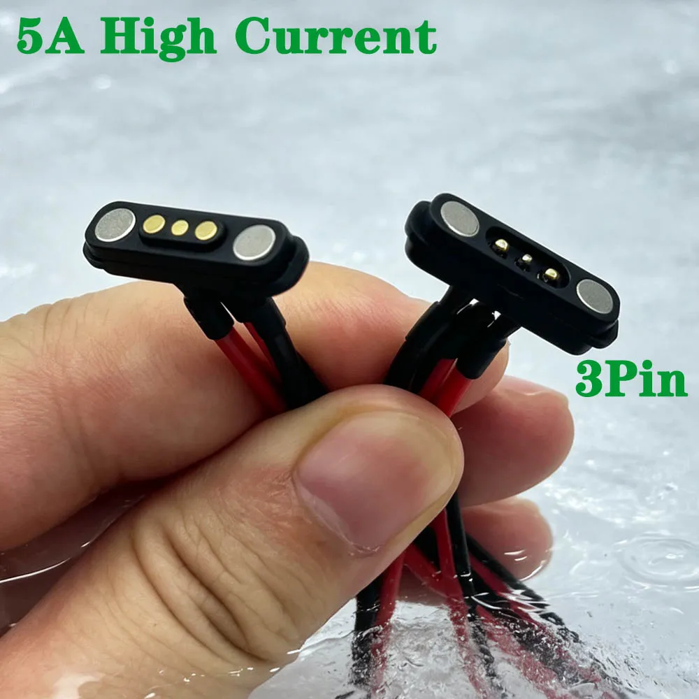 4Pair 5A 3Pin Waterproof High Current Magnet Suction Spring Pogo Pin Male Female Probe DC Power Charging Magnetic Connector