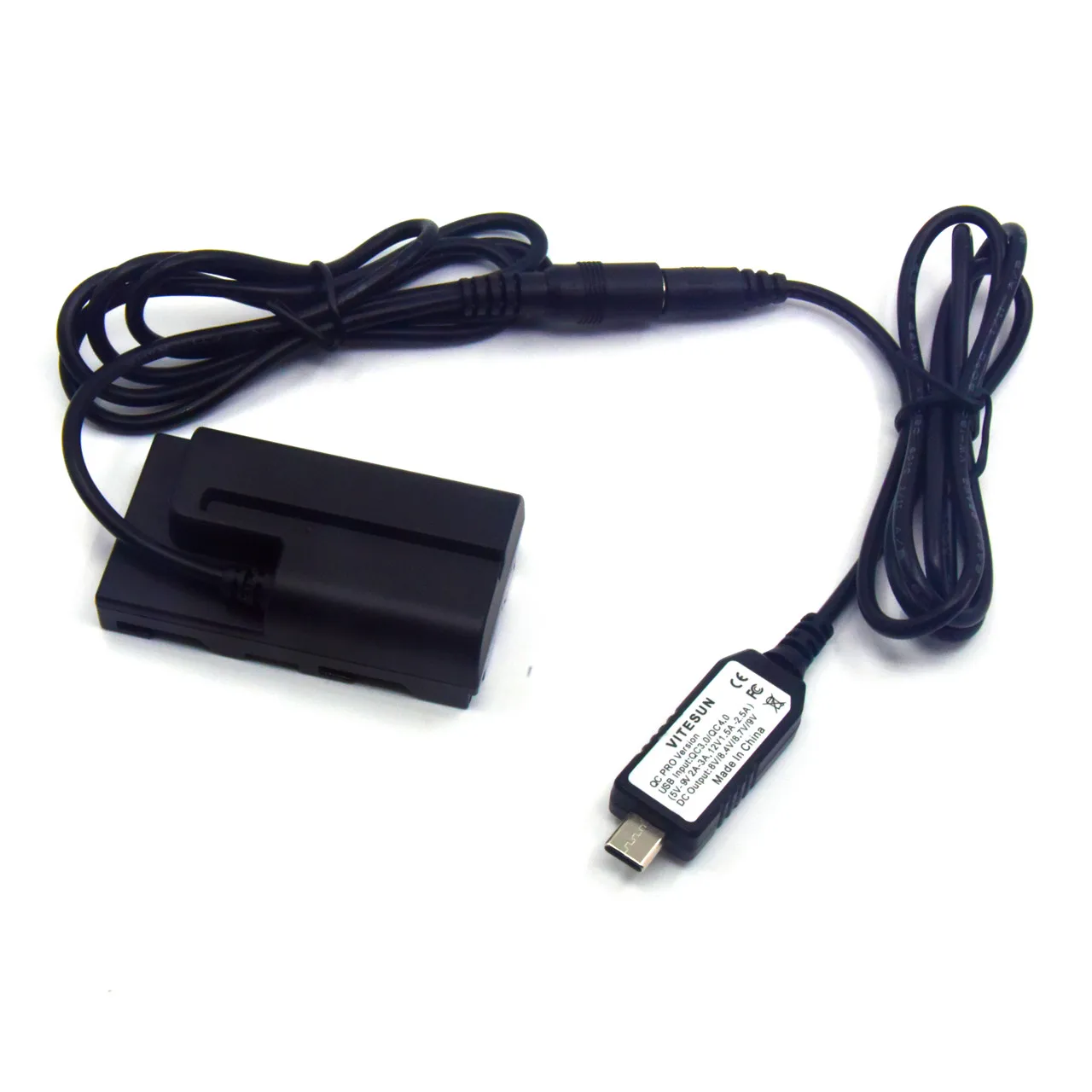 

NP-F550 Fake Battery Replace NP-F970 F960 F750 F770+USB C Display 8V Power Adapter Cable For Various Video Lights,BMPCC,Monitor