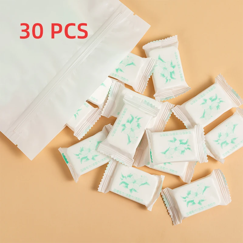 30PCS compressed towel Disposable face towel Tissue Travel portable mini compressed towel Outdoor travel Barbecue Outdoor