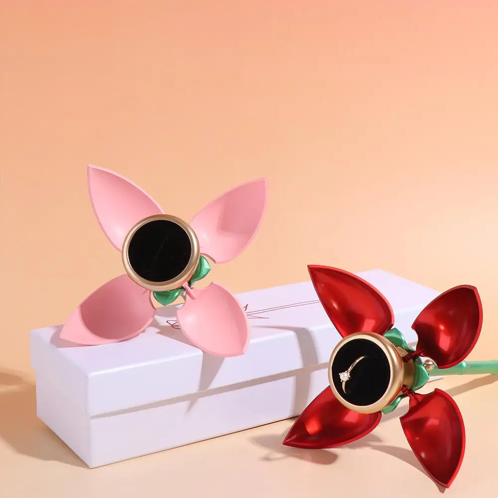 

Multi-functional Dustproof Flower Proposal Ring Box Waterproof Elegant Auto Blooming Jewelry Box Red Pink Rose Ring Box Wedding