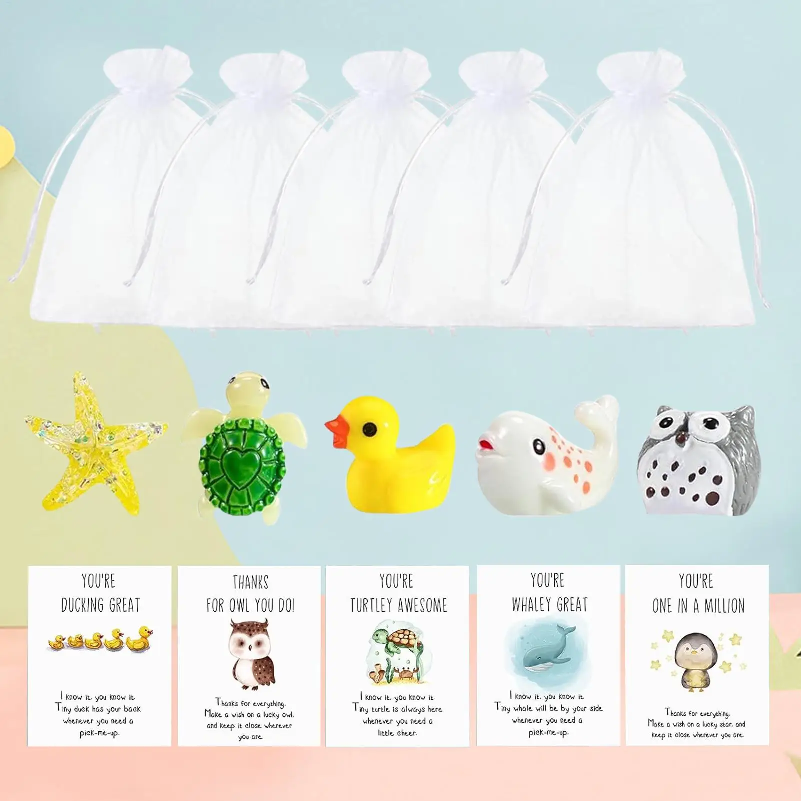 Presente de funcionário 5 peças presente de resina para funcionários voluntários decorações positivas inspiradoras designs temáticos de animais para escritórios