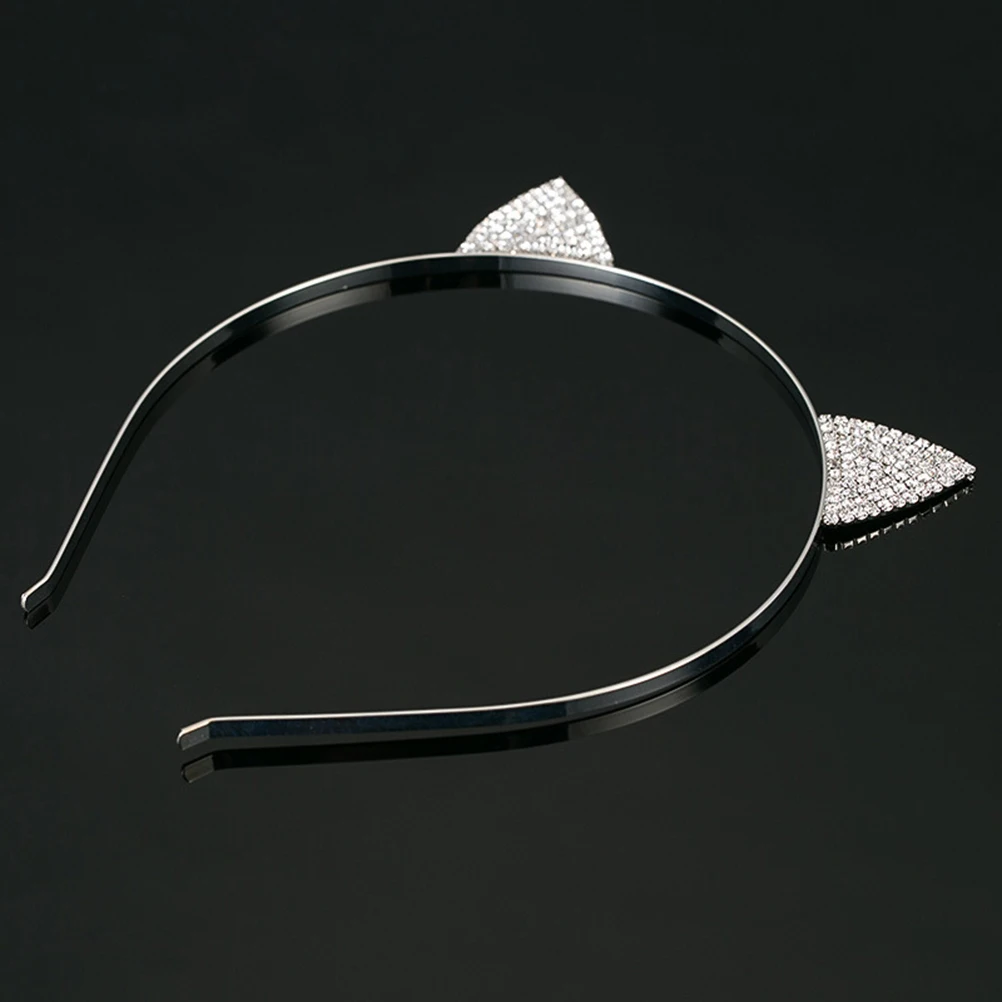 

Cat Ears Headband Bands Jeweled Headbands for Women Rhinestones Silver Hairband