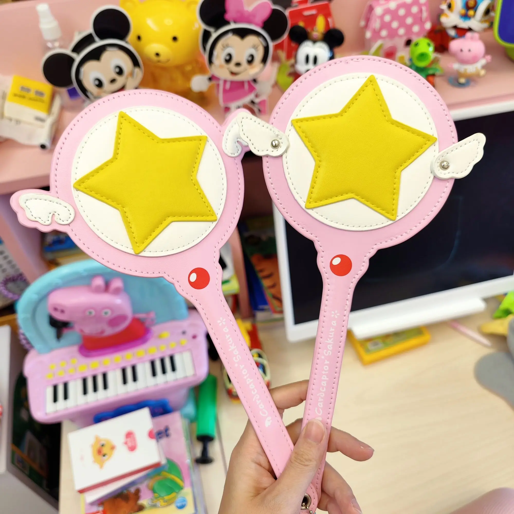 Kawaii Cardcaptor Sakura Magic Wand Toy Card Case Bus Card Holder Cerberus Princess Pink Cute Star Rod Anime Toy