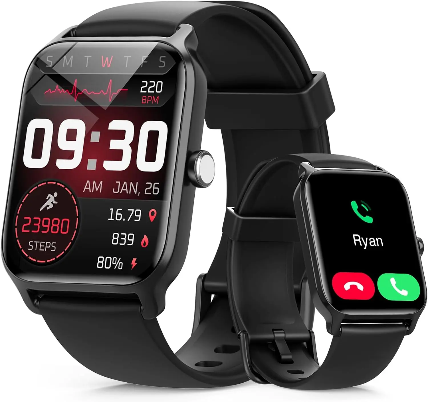 

Smart Watch for Men/Women, 1.85'' HD Activity Tracker with Bluetooth Call, Alexa Built-in, 100+ Sport Modes, Heart Rate Monitor