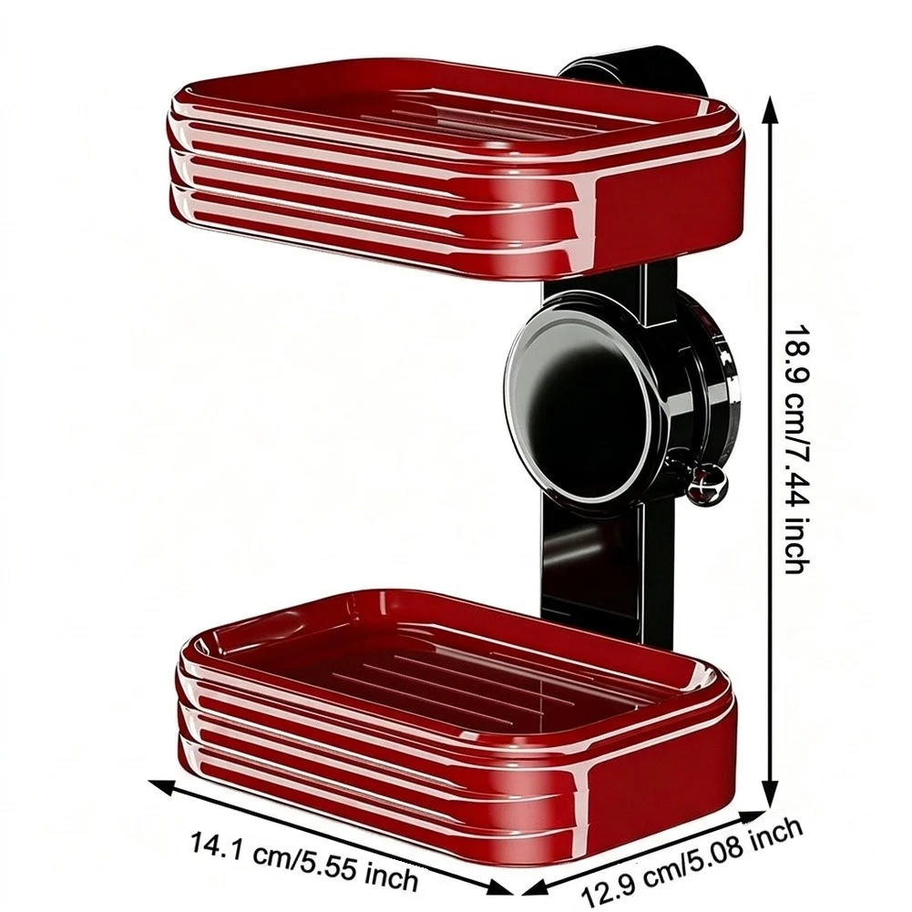 Suction Cup Wall-Mounted Soap Box with Dual-Tier Arrangement PET Soap Dish for Keeping Soap Bars Elevated and Well-Ventilated