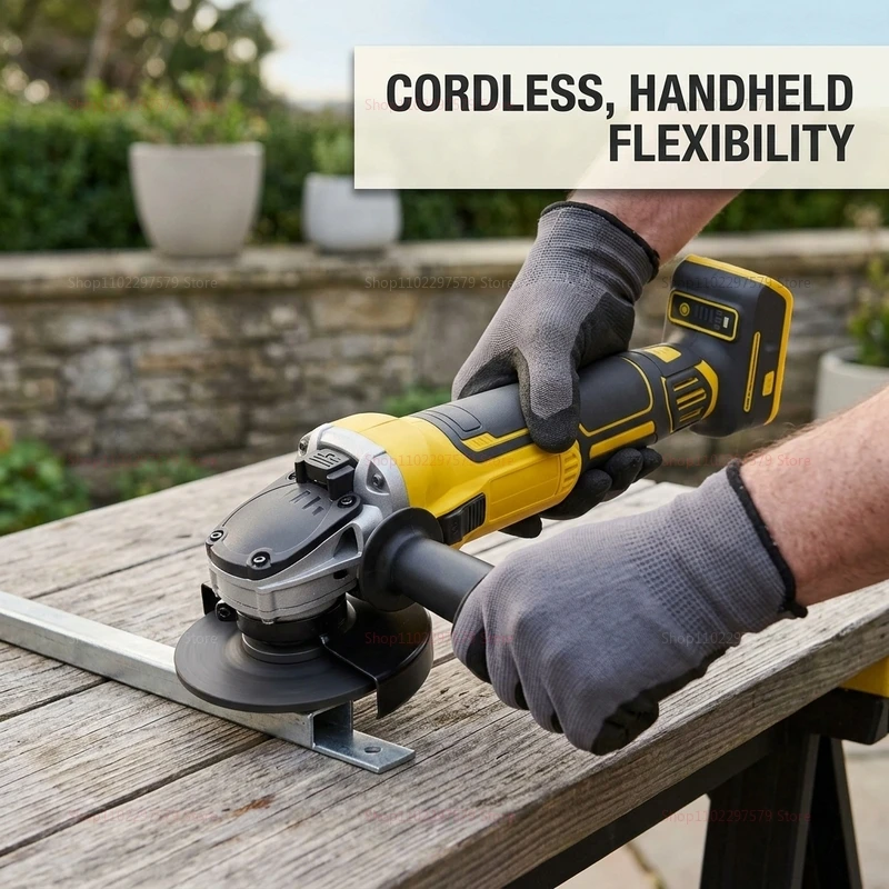 125mm Cordless Brushless Angle Grinder 9000RPM for Cutting Polishing Wood Metal 20V Lithium Battery Powered DIY Tool