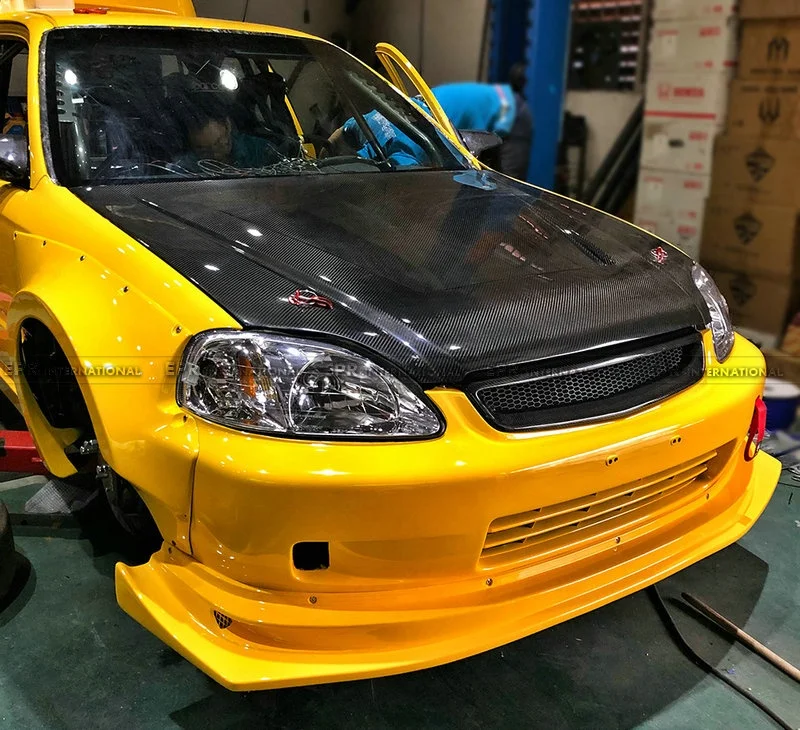 High-quality Hood for HONDA 1996-1998 EK Civic Vented bonnet Carbon Fiber Material