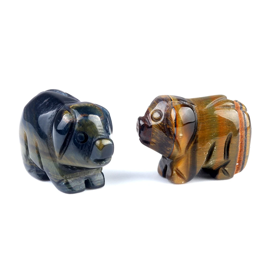 Pig Figurine Crystal Stone Animal Ornament Rose Quartz Yellow Jade Miniatures Statue Ornaments Lucky Stone Home Decoration