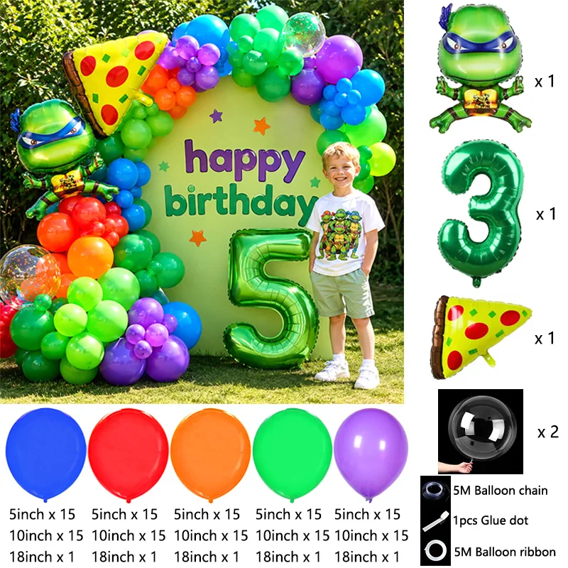 Kids Party Ninja Turtles Balloon Arch Bouquet Cartoon Character Balloon Kit For Birthday Celebration Ornament view 4
