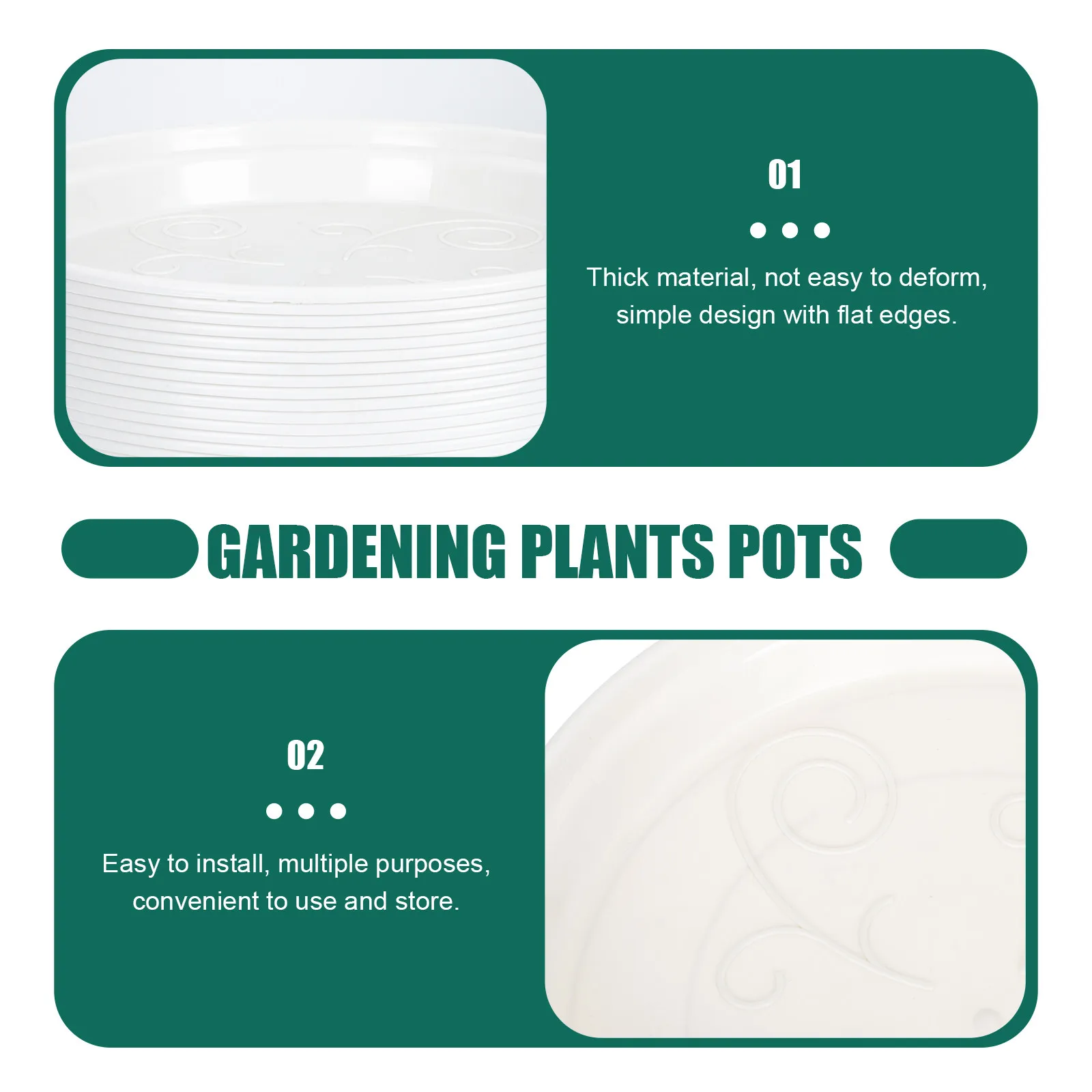 20pcs Thick Leak-Proof Plastic Plant Trays for Potted Plants, Soil & Water Containment, Garden Flowerpot Bottom Plates
