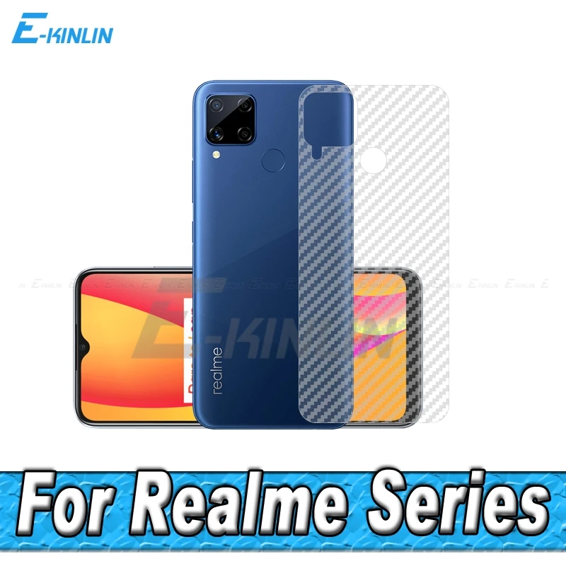 5pcs/lot 3D Carbon Fiber Rear Screen Protector For Realme C55 C51 C33 C30 C53 C35 C31 C30s Back Cover Guard Film Not Glass