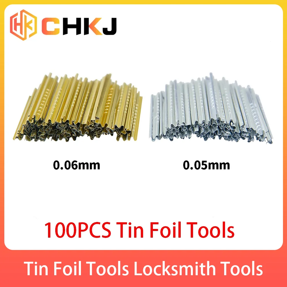 CHKJ 100PCS/Box 0.05MM/0.06MM Tin Foil Tools Locksmith Tools Gold And Silver Tin Foil Key Consumables General-Purpose