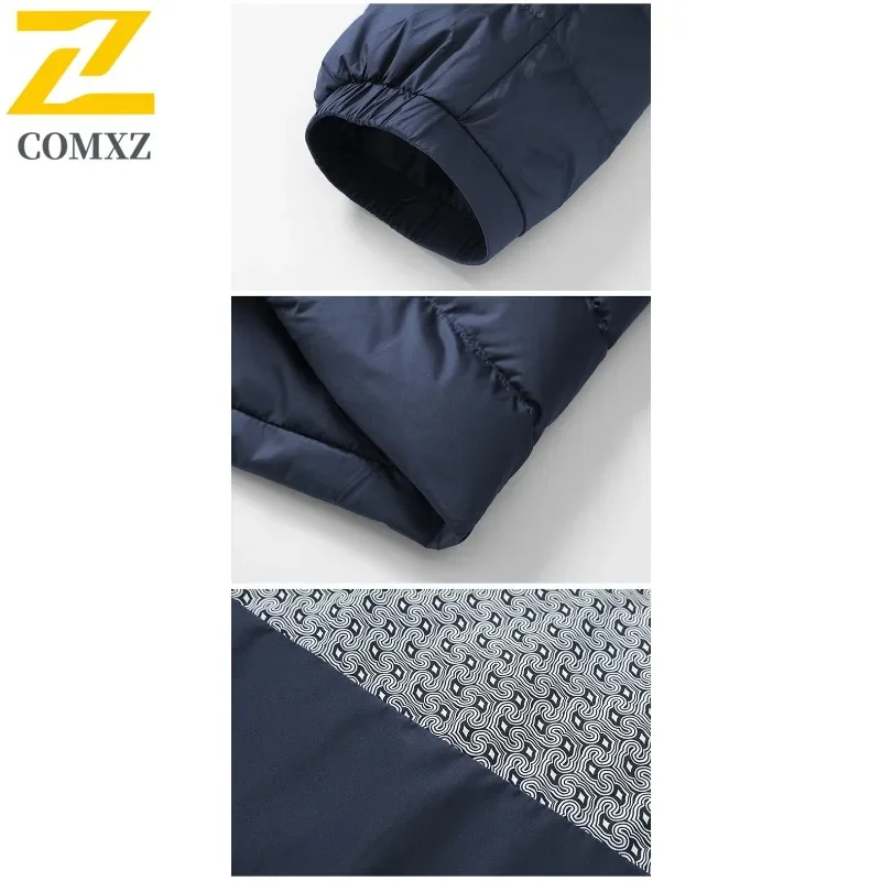 COMXZ سترة منتفخة دافئة سميكة متعددة الاستخدامات عالية الجودة عادية ثلجي أسفل سترة الشارع الحد الأدنى الشتاء سترة ملابس للرجال