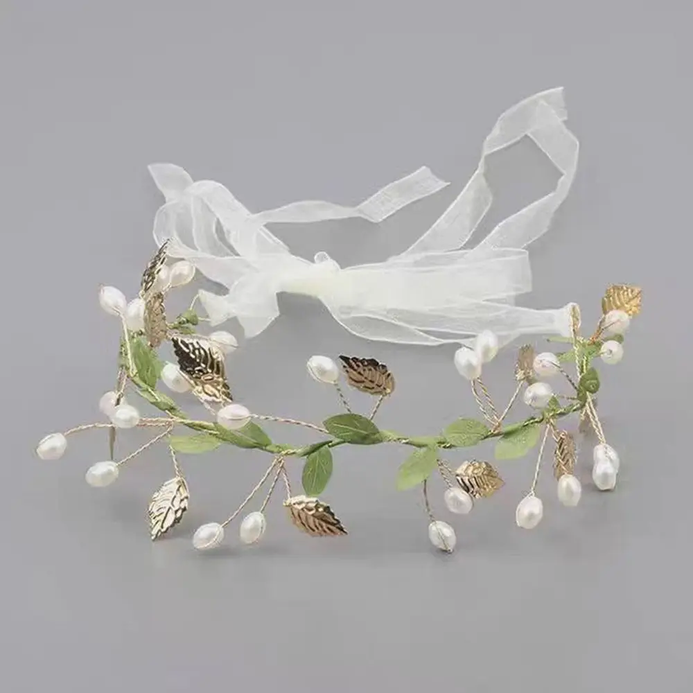 

Forest Style Kids Wreath Hairbands Princess Flower Crystal Floral Garland Headdress Pearl Sweet Hair Accessories Children