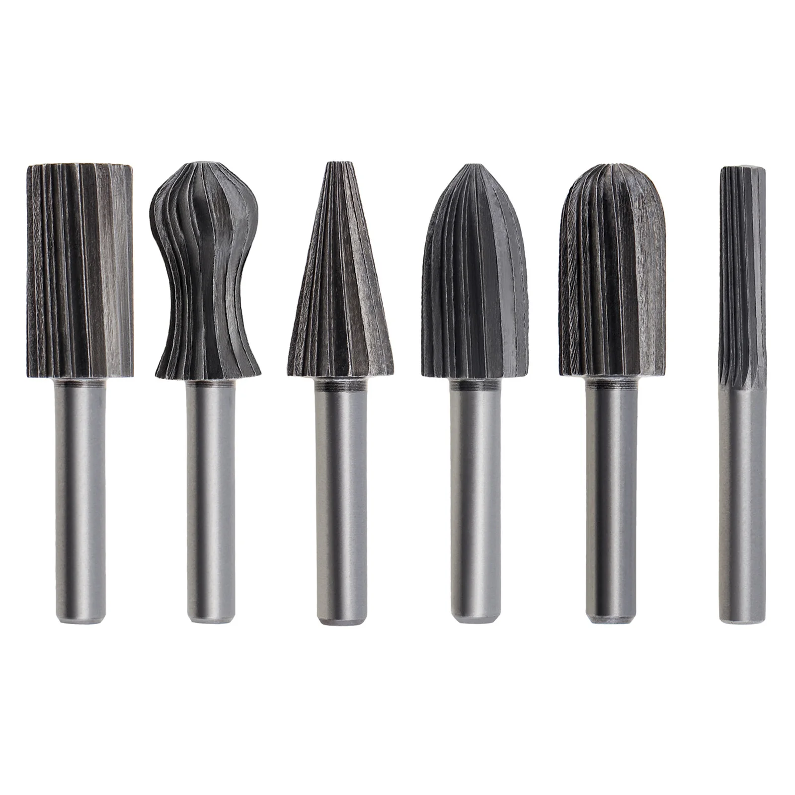 6pcs Mini Round HSS Burr Drill Bits Set for Woodworking Steel Rotary Tool Rasp File Set Plastics Wood Milling Cutter