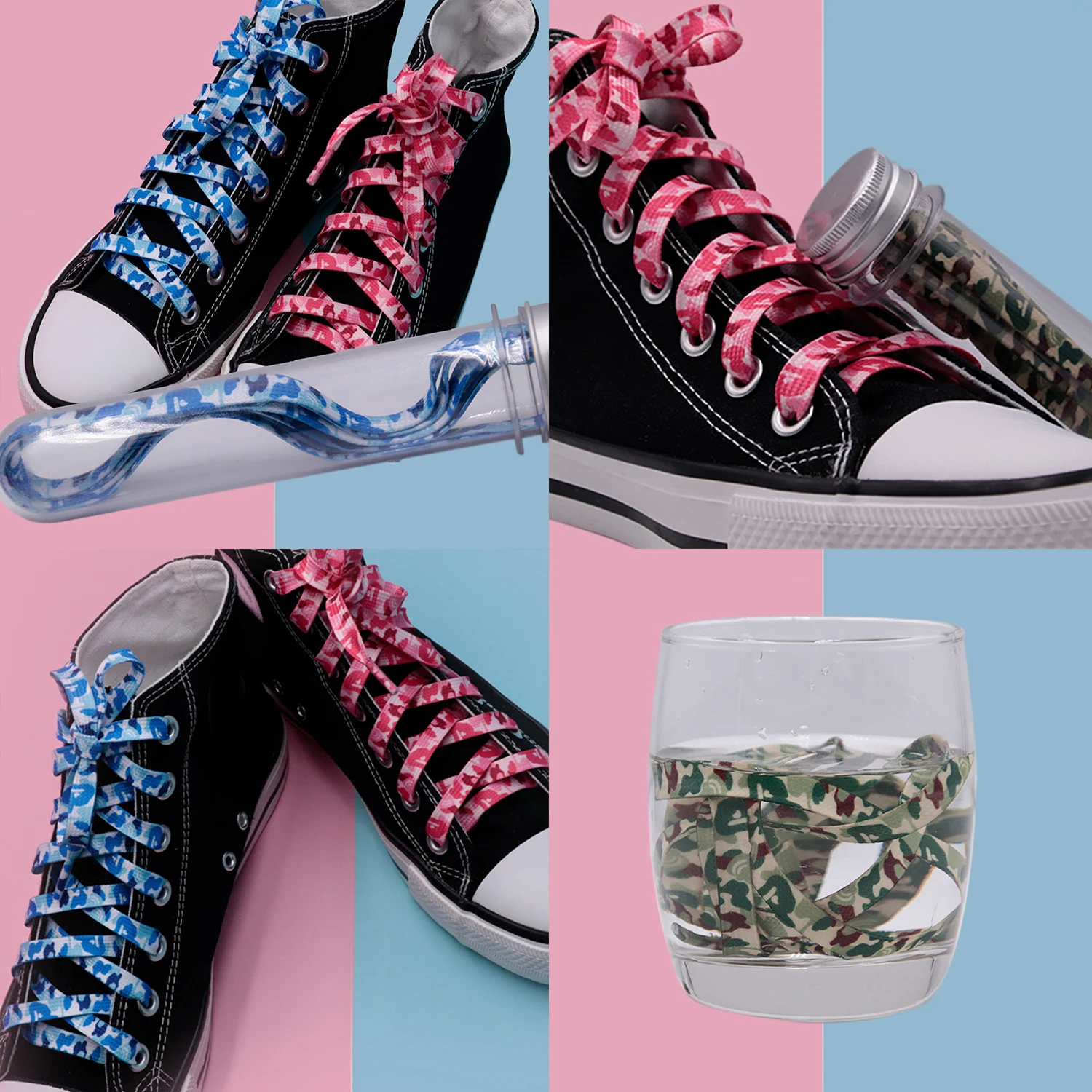 1 Pair Light And Shadow Colorful Trend Fashion Colorful Flat Shoelaces Flat Canvas Sneakers Shoes Laces Shoes Strings