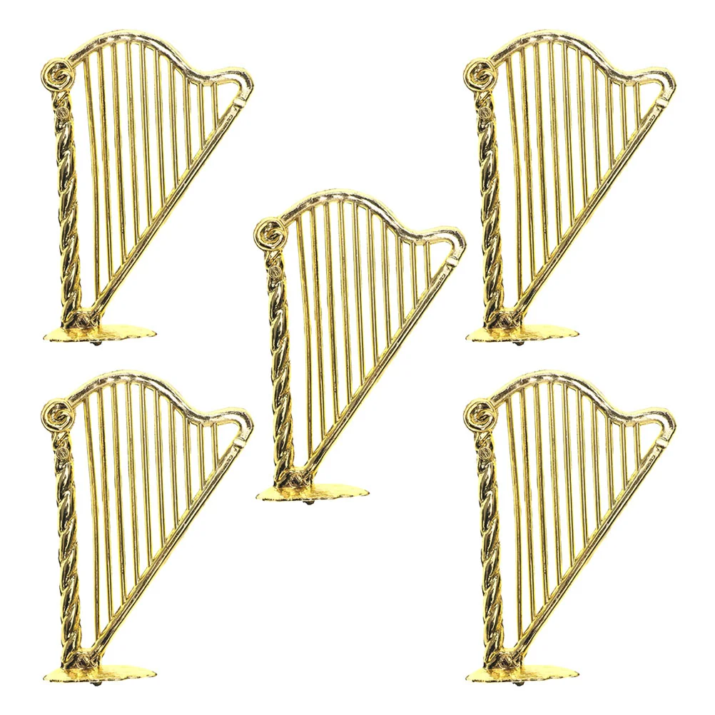 

5 Pcs Miniature Harp House Furniture Dollhouse Trumpet Tiny Instrument Model for Small