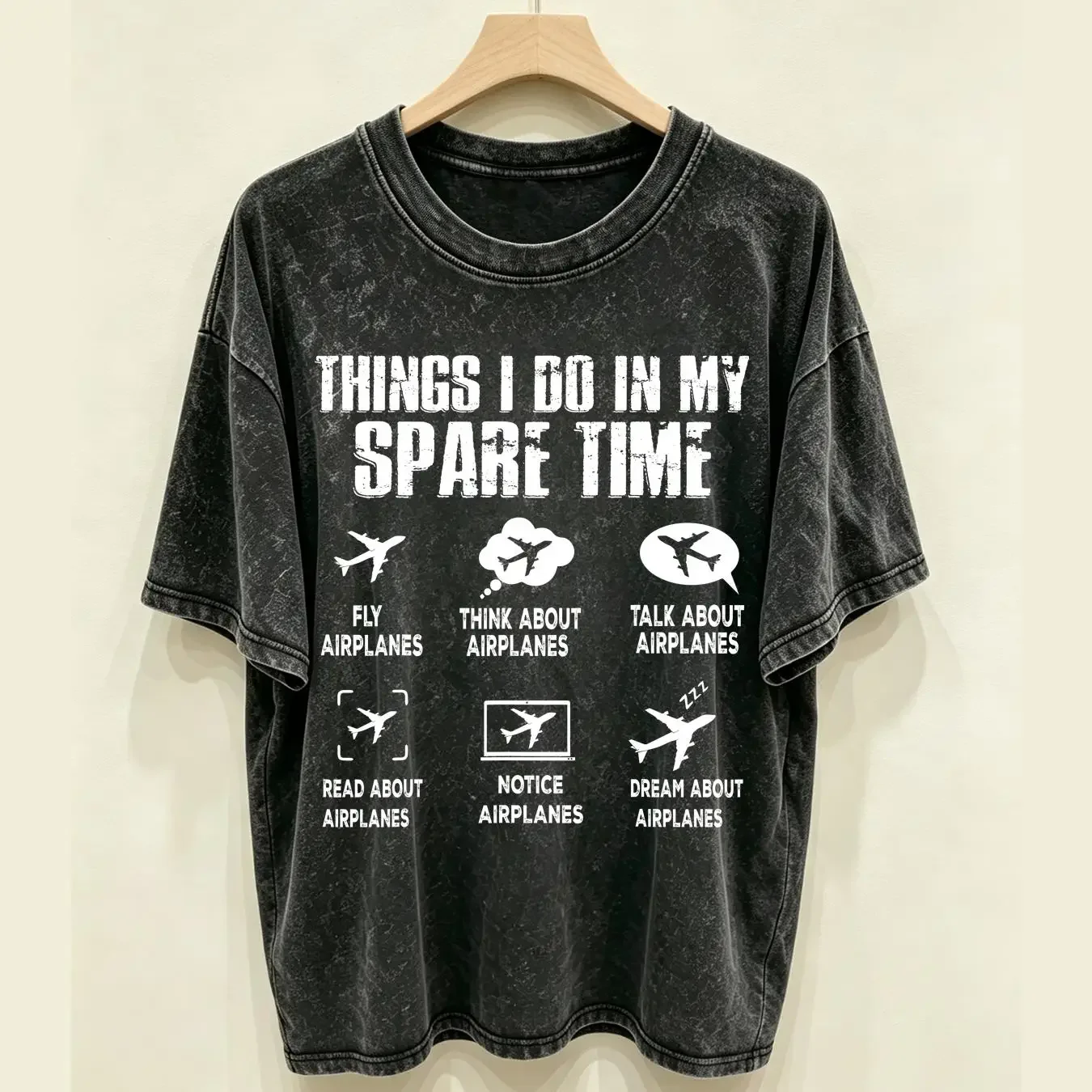 washed T Shirt BEST TO BUY Pilot Things I Do In My Spare Time Funny Airplane  vintage Washed designer clothes Versatile