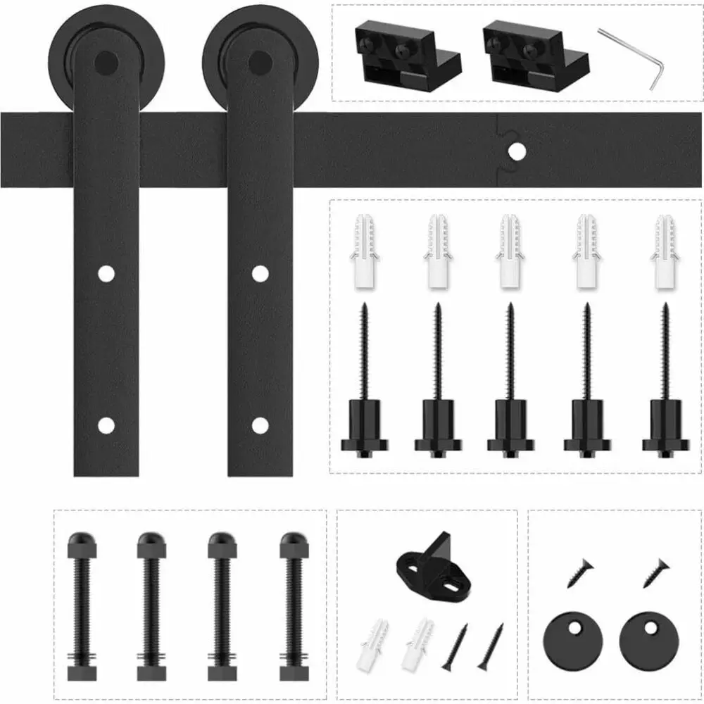 Kit de Ferragens para Porta de Celeiro Haccer Sistema de Gancho para Porta de Celeiro em Aço Carbono com Placa de a 16 Pés