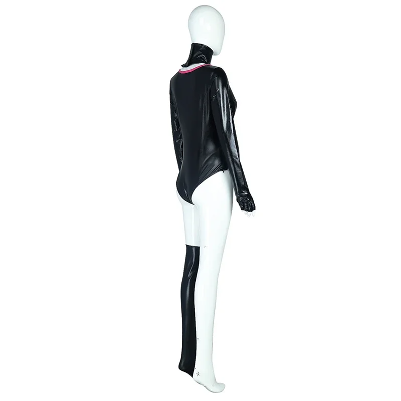 ชุดจั๊มสูทคอสเพลย์ลายการ์ตูนแองเจิลชุดบอดี้สูทสีดำบางเซ็กซี่สำหรับผู้หญิงชุดปาร์ตี้ฮาโลวีน