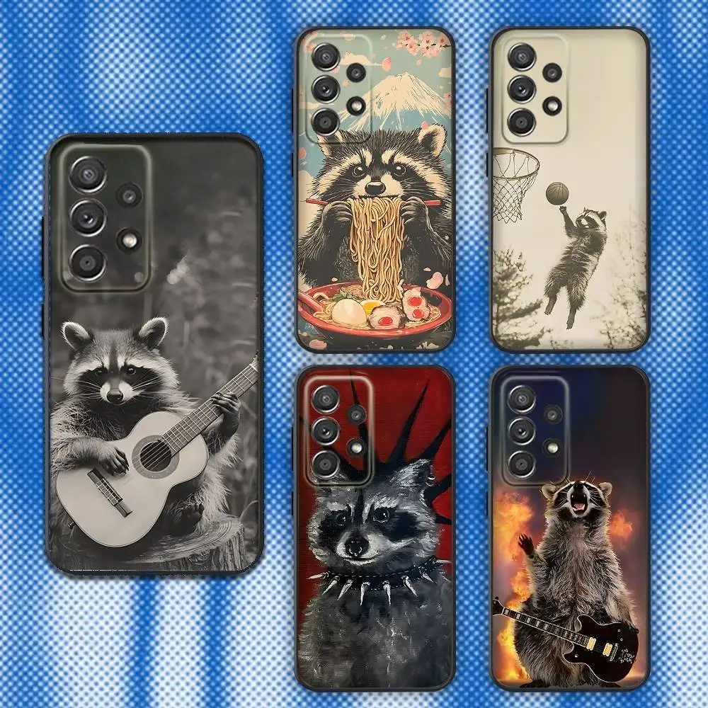 

Cute canvas Raccoons Phone Case For Samsung S25,S24,S21,S22,S23,S30,Ultra,S20,Plus,Fe,Lite,Note,10,9,5G Black Cover