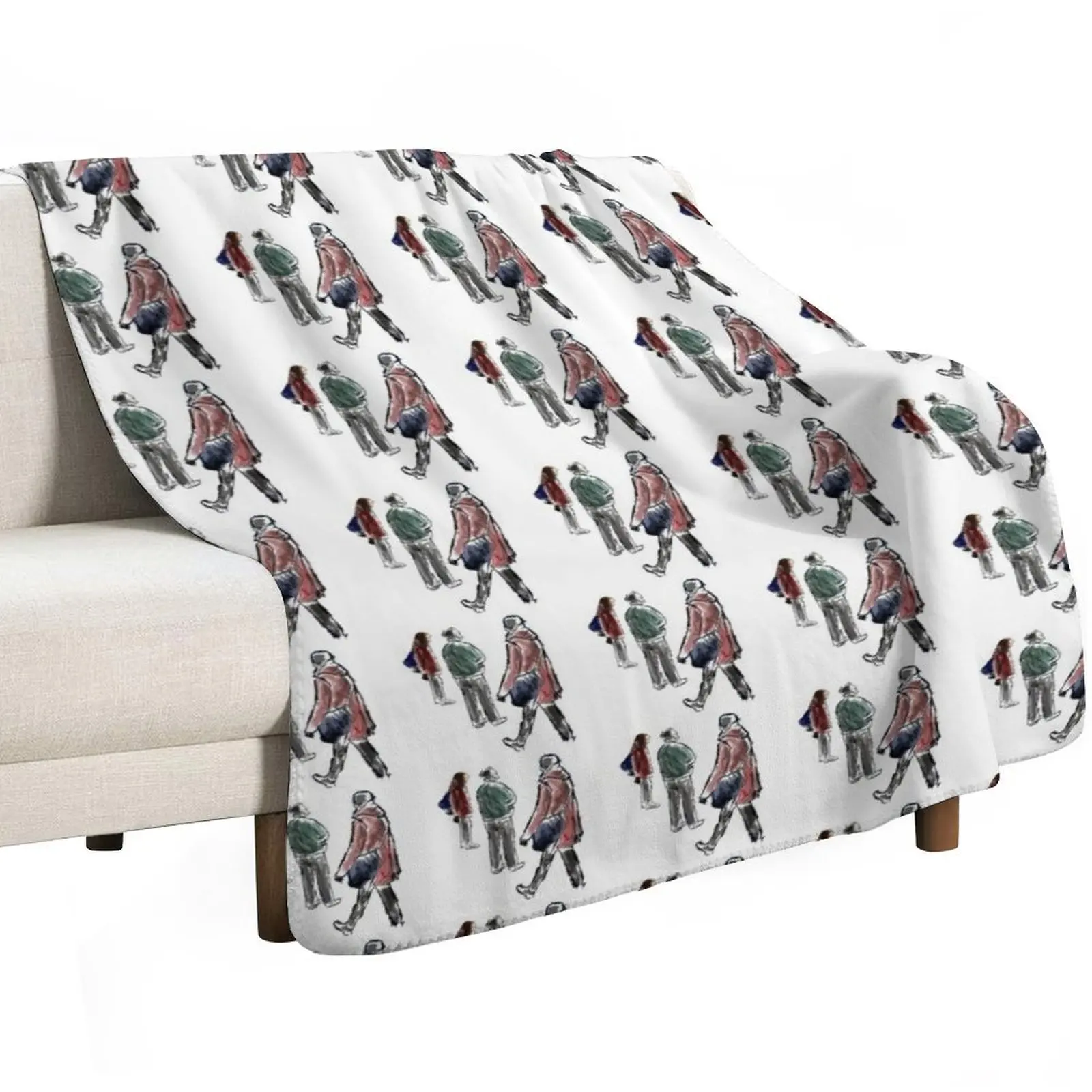 watercolour and ink drawing Throw Blanket Soft Cozy Blanket for Pet Kids Adults