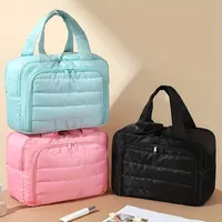 Large Capacity Quilted Makeup Bag-Portable Multi Functional Storage Bag,Layered Design, Durable Nylon,Ideal for Christmas Gifts