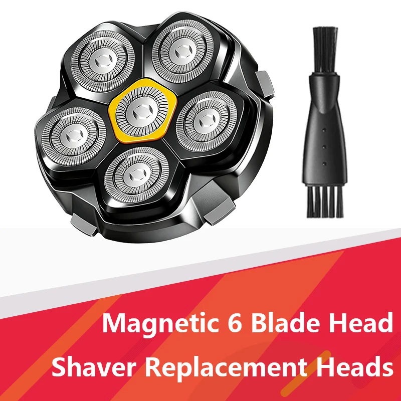 1 Pack 6 Blade Magnetic Replacement Shaving Heads Compatible with 6D Blade Head Compatible with Head Shavers