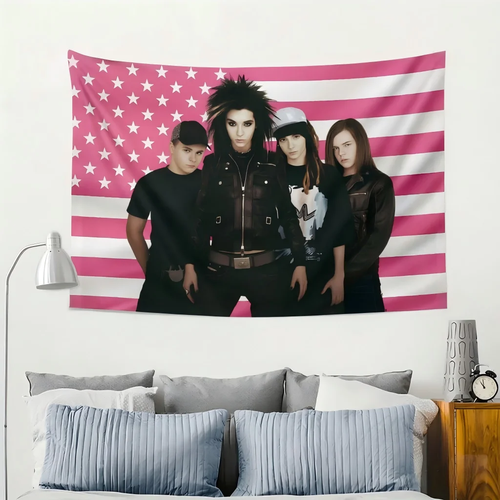 1pc Tokyo Hotel 2D Pink American Flag Banner, Yard Flag Tapestry, Trendy Dorm Bedroom Living oom decoration items