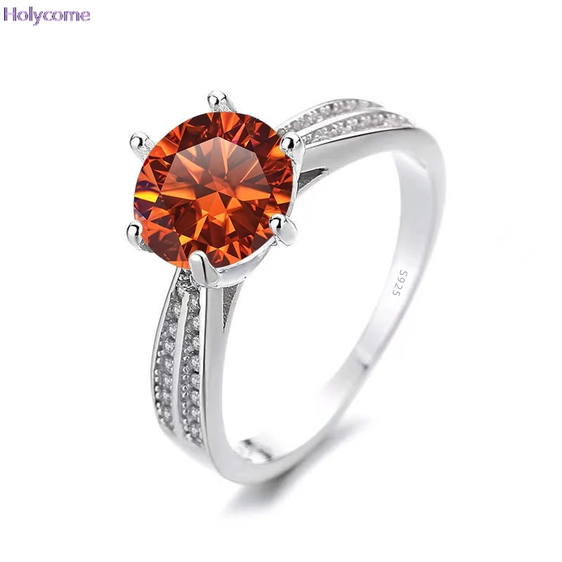S925 Sterling Silver Ring with Real 0.5-2ct Moissanite Lab Diamond Fine Jewelry Wedding Engagement Rings Party Gifts for Women