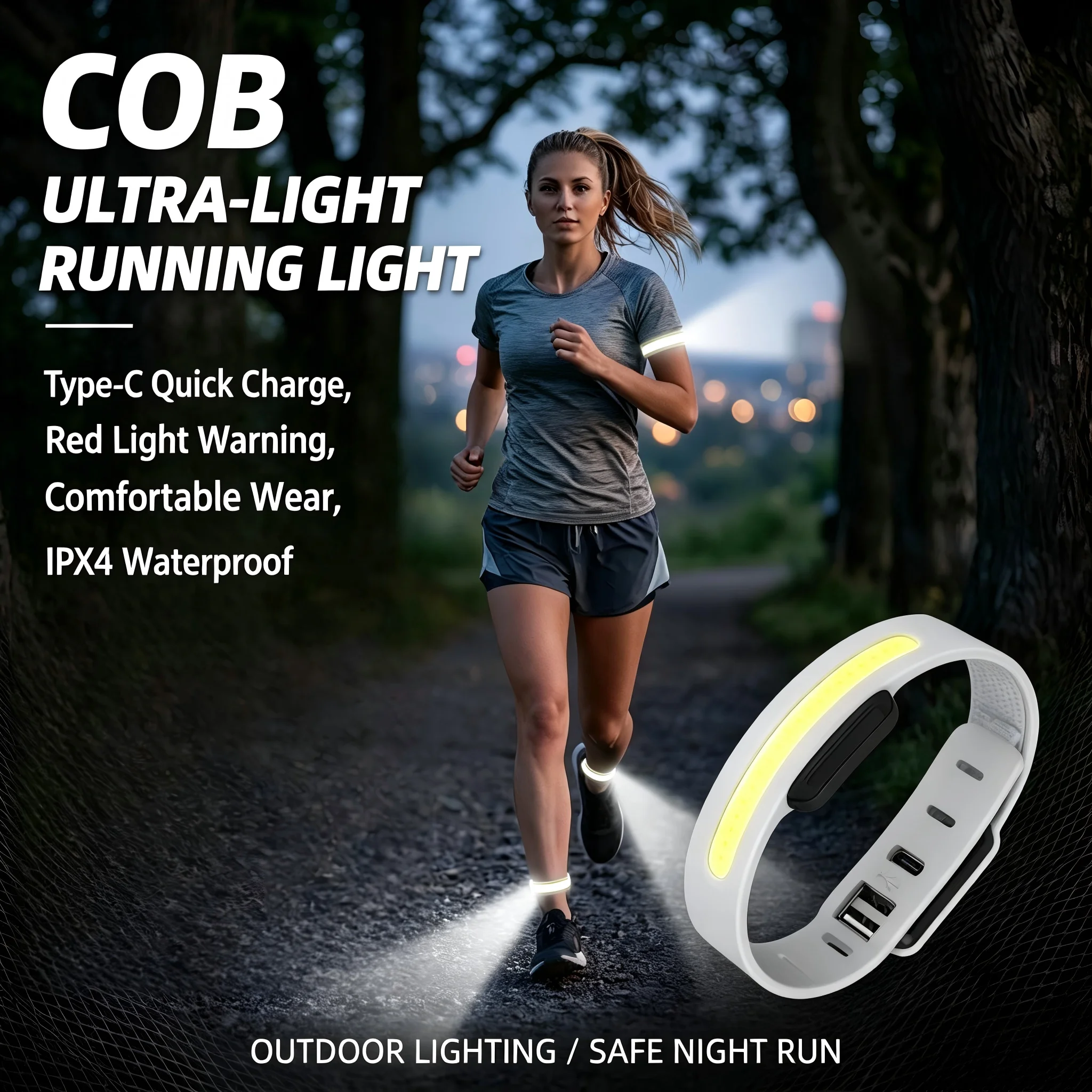 Ultralight COB Running Light Night Running Armband Light Type-charging Outdoor Sport Flashing Light  Warning Light Lightweight