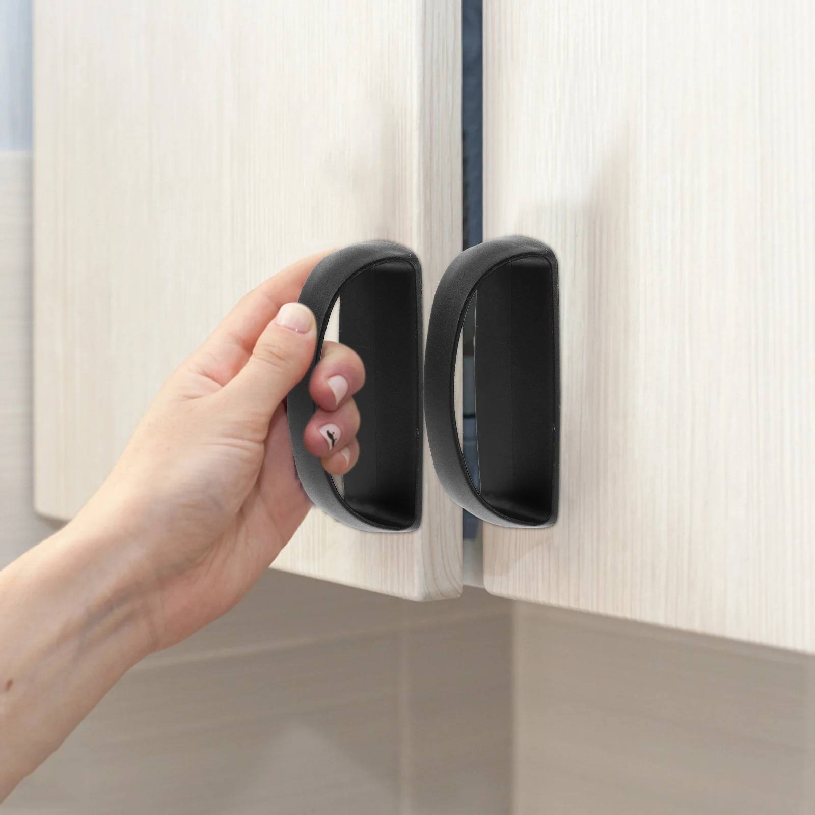 

6Pcs Stick on Door Handles Adhesive Cabinet Pulls No Drill Self Stick Modern Drawer Pulls for Kitchen Bathroom Glass Marble