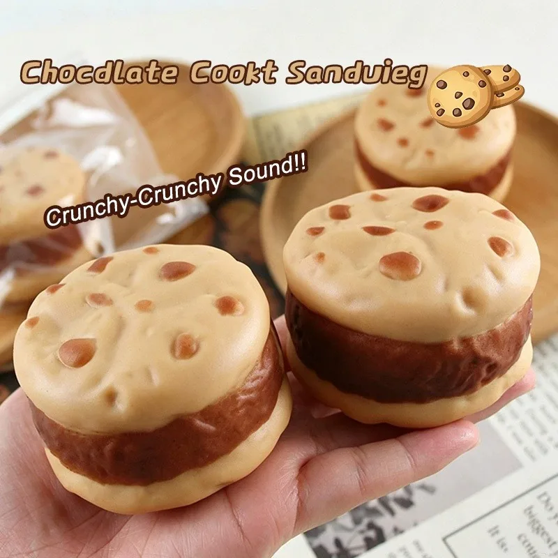 Cookie Chocolate Block Filling Crunchy Stress Ball Hand Squeeze ASMR Crunch Sound Sensory Toy Gift for Adults Relief Relaxing