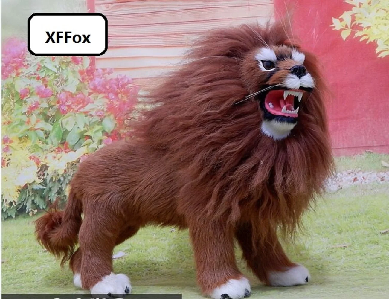 

new big simulation lion model polyethylene&furs reallife open- mouth lion gift about 50x35cm xf2159