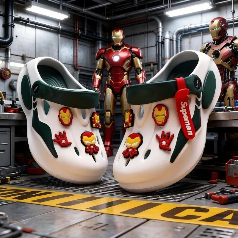 2026 Iron Man Kids‘ Clog Sandals, Indoor Soft Sole Non-Slip Casual Slippers for Boys New Arrival