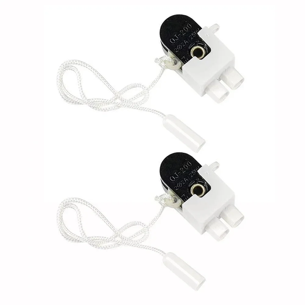 2 Units Pull Cord Switch for Lighting Control 250V 2A AC Rated Compatible with Standard Household Lamps and Fan Wiring Systems