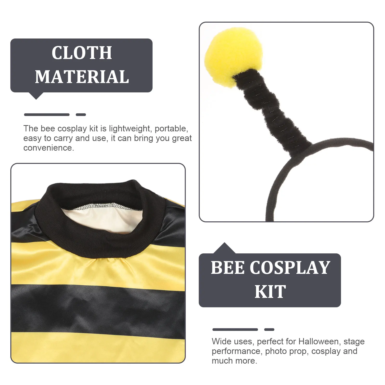

1 Set Costume Set Lightweight Halloween Cosplay Accessories Party Props Bee Wing Headband Stage Performance Supplies For Kids