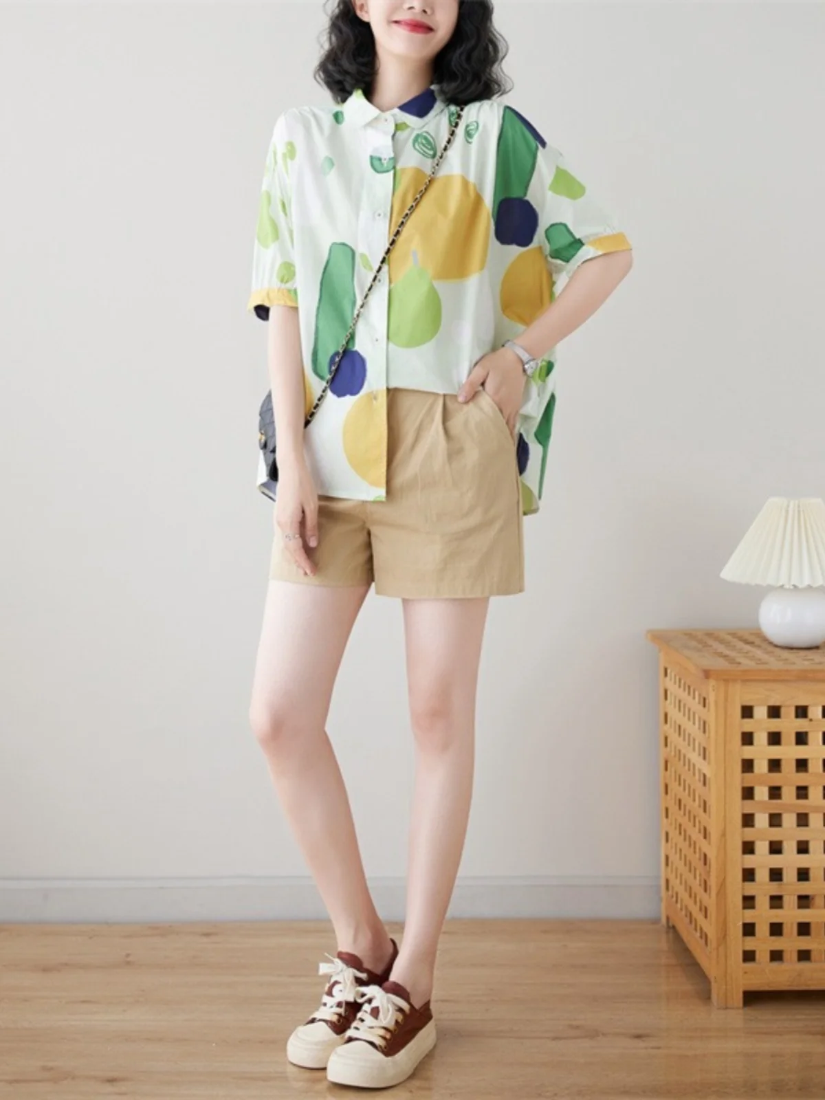 

Свободный женский детский воротник ort Sve irt, тонкий топ на одной пуговице с цветочным принтом, винтажный дизайн, повседневный стиль