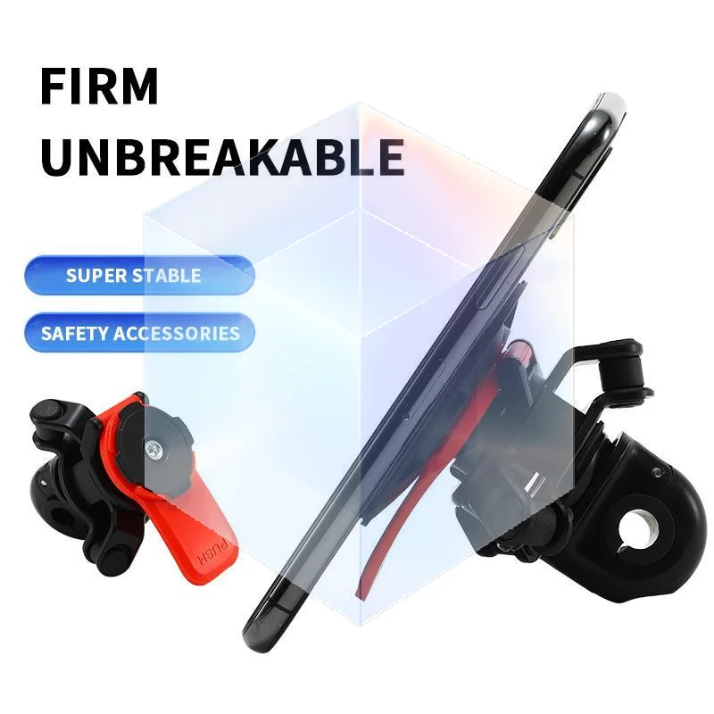 Motorcycle Rearview Mirror Phone Holder Shock Absorbent Anti-Shake 360° Rotatable Bracket for Bicycle Scooter Riding