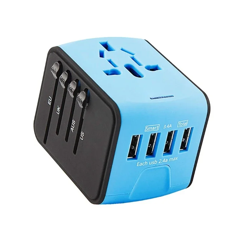 International Power Adapter Travel Charger All in One Universal World USB Travel Adaptor with 4-USB